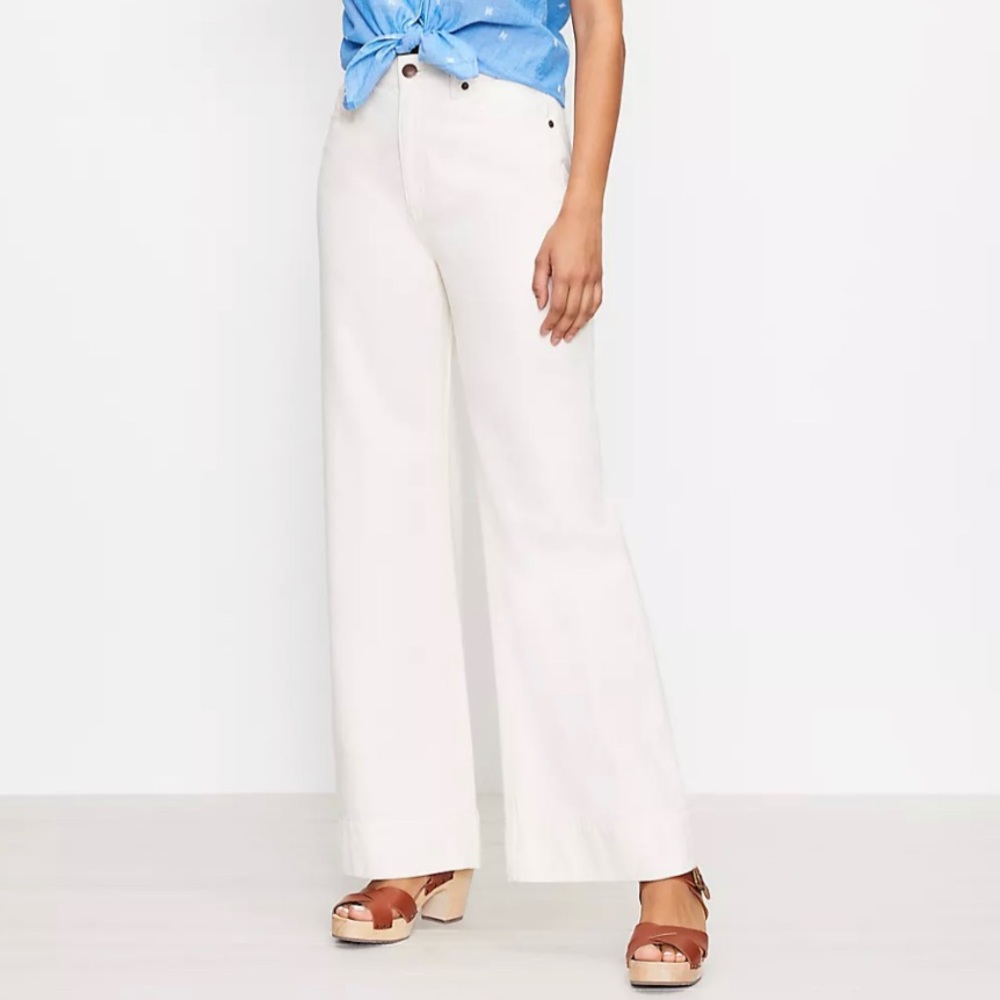 Loft Wide Leg White Jeans